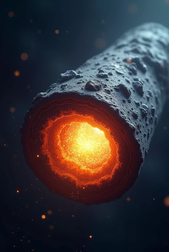 A meteor inner layer cooler than outer layer