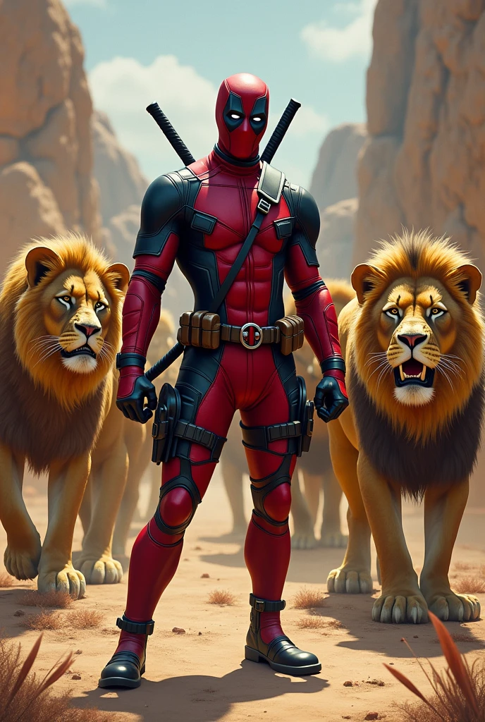 Deadpool with lions 