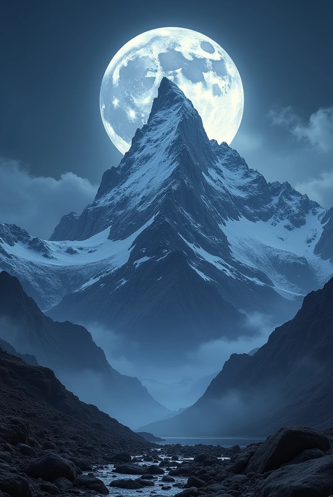 Big moon mountain night