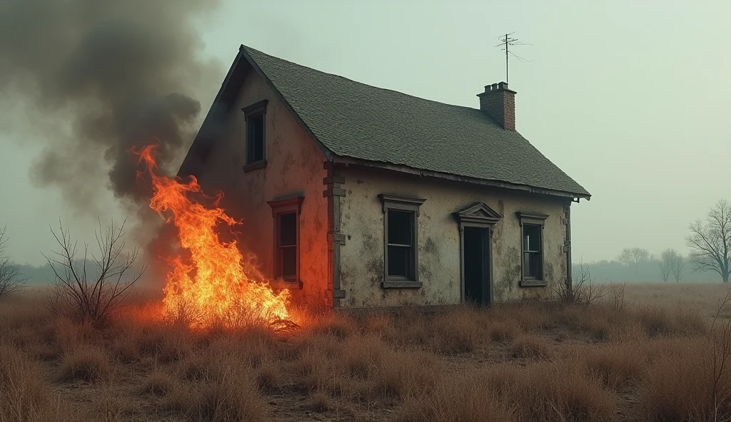 Unwanted Burning grass in poor house 