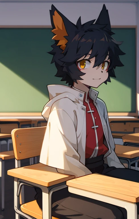 Aak,sit,masterpiece,locker room,Anime style,4K HD style,Looking at the audience,Aakhead,Boys,Crotch bulge,Open your legs,Smile,Wearing black