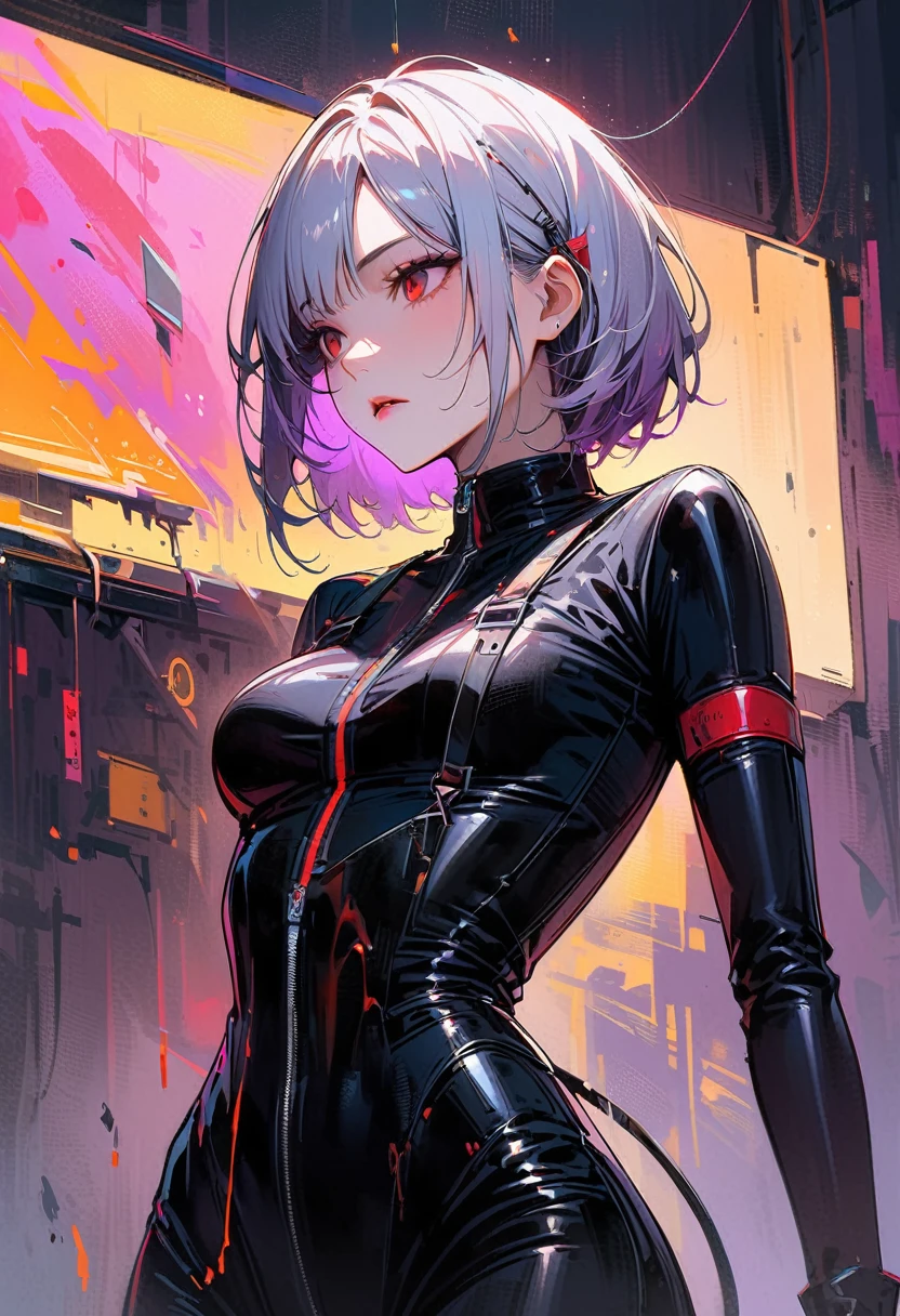 grey hair , red eyes, slender and athletic built, UHD, masterpiece, super detail, best quality, 8k