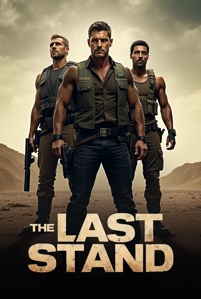 A powerful and realistic Movie poster with the title "THE LAST STAND" images and title must be bold and visible.