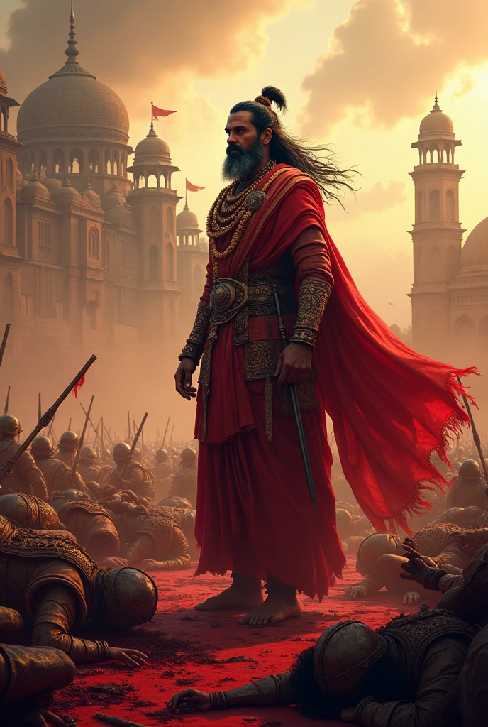 Chhatrapati Shivaji Maharaj background with City full blood in the ground