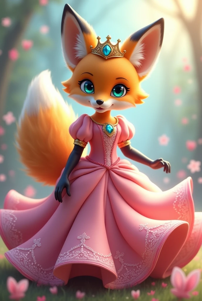 Dessine  moi tail le renard  dans la  robe de princesse peach 