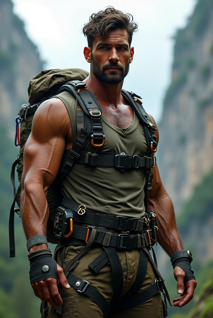 Man wearing a harness

