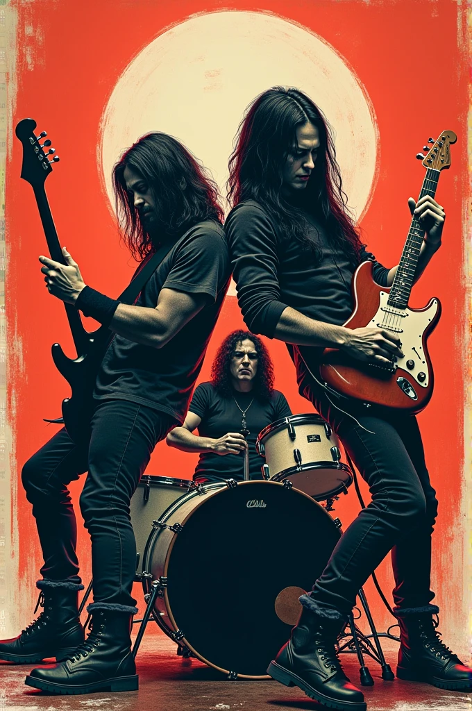 Reset band art, 4 members bass, drums and guitar