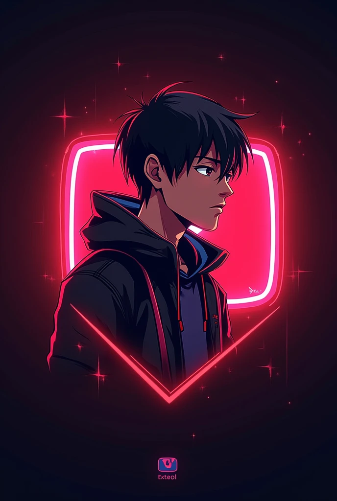 This is a gaming logo that features the name "EXTEAL GAMER" in a futuristic font and a neon red color. and Men Anime avtar and a YouTube play button in the background. The logo is designed to be attractive and eye-catching, and to appeal to gaming enthusiasts and You Tube viewers, I hope you like it.