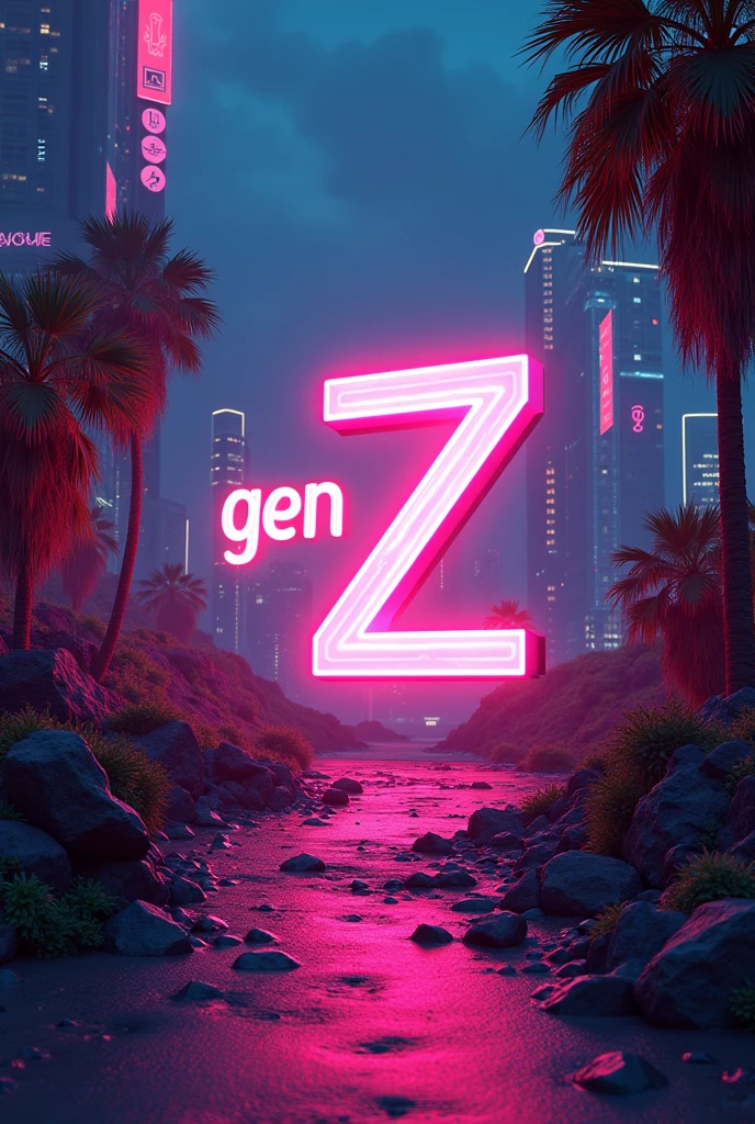 Cyberpunk style, neon text style, text "Gen Z", highly detailed, colorful texture, text font premium, full hd high resulation , looks expensive, png