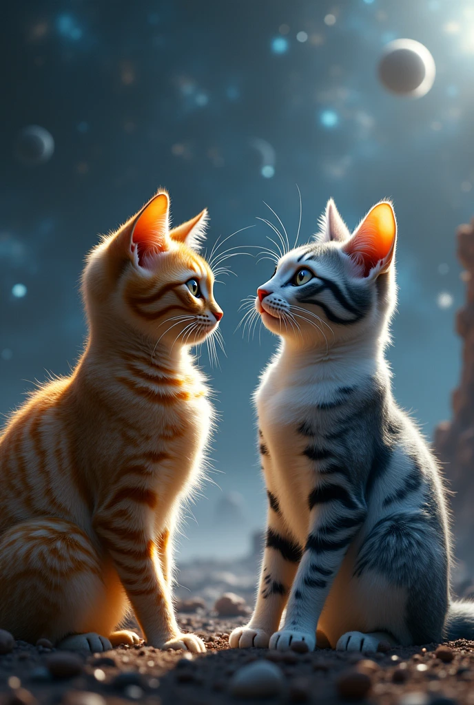 Star Wars C3PO's cat and R2D2's cat.dramatic,4K