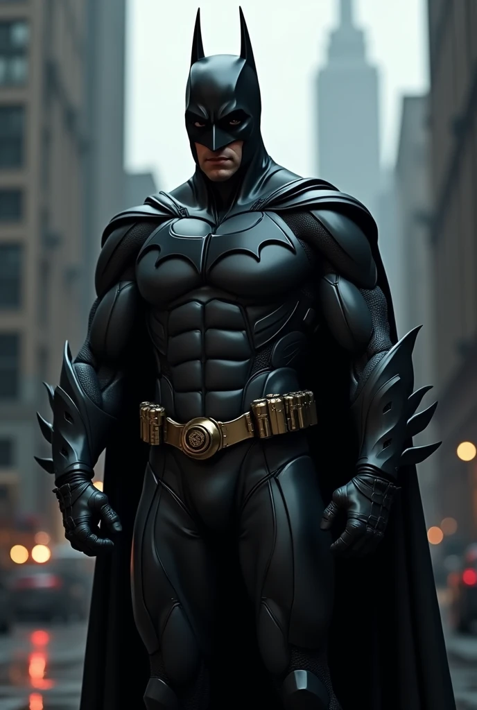 Make a Batman realistic with black metalic suite