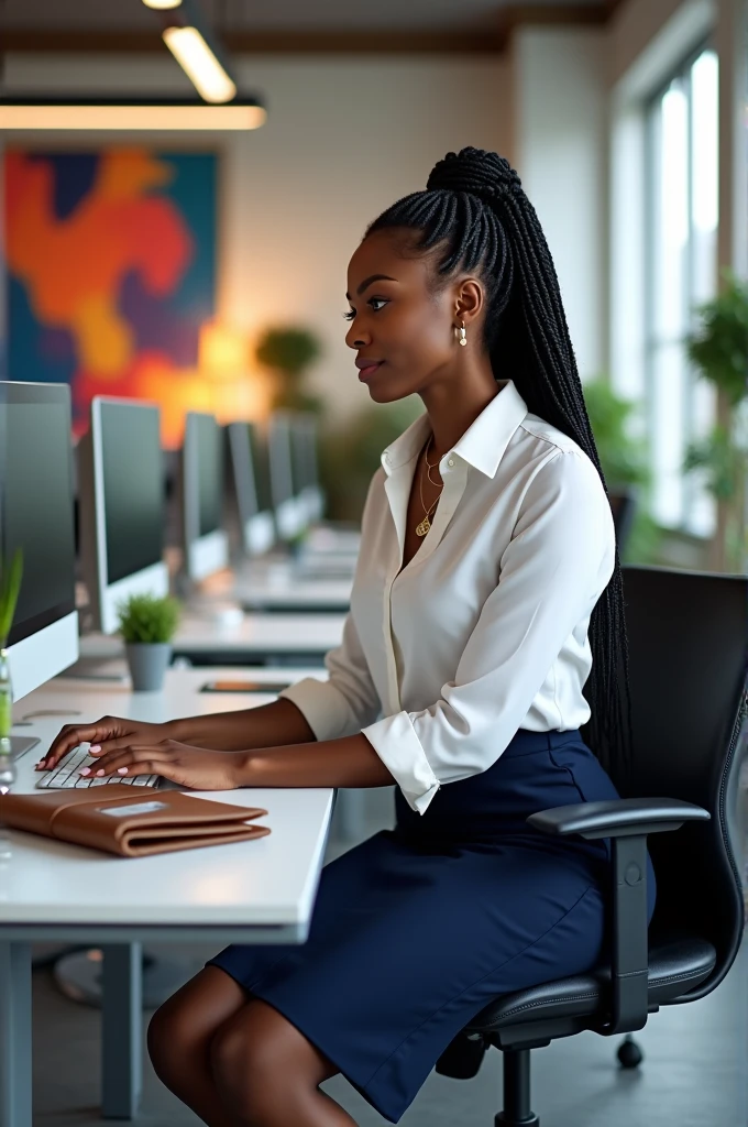 Black woman working in the office