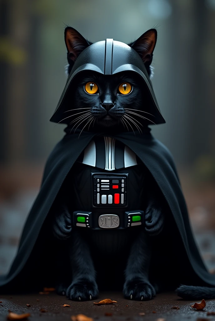 Black cat dressed as Darth Vader from Star Wars.dramatic,4K