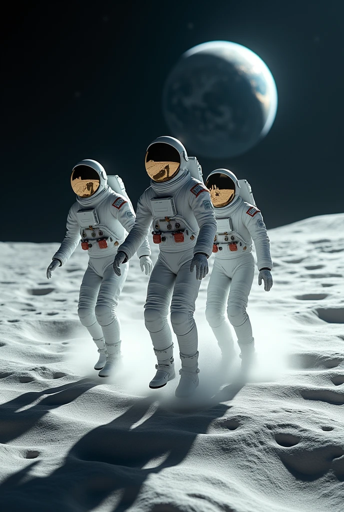 Astronauts skating on the moon