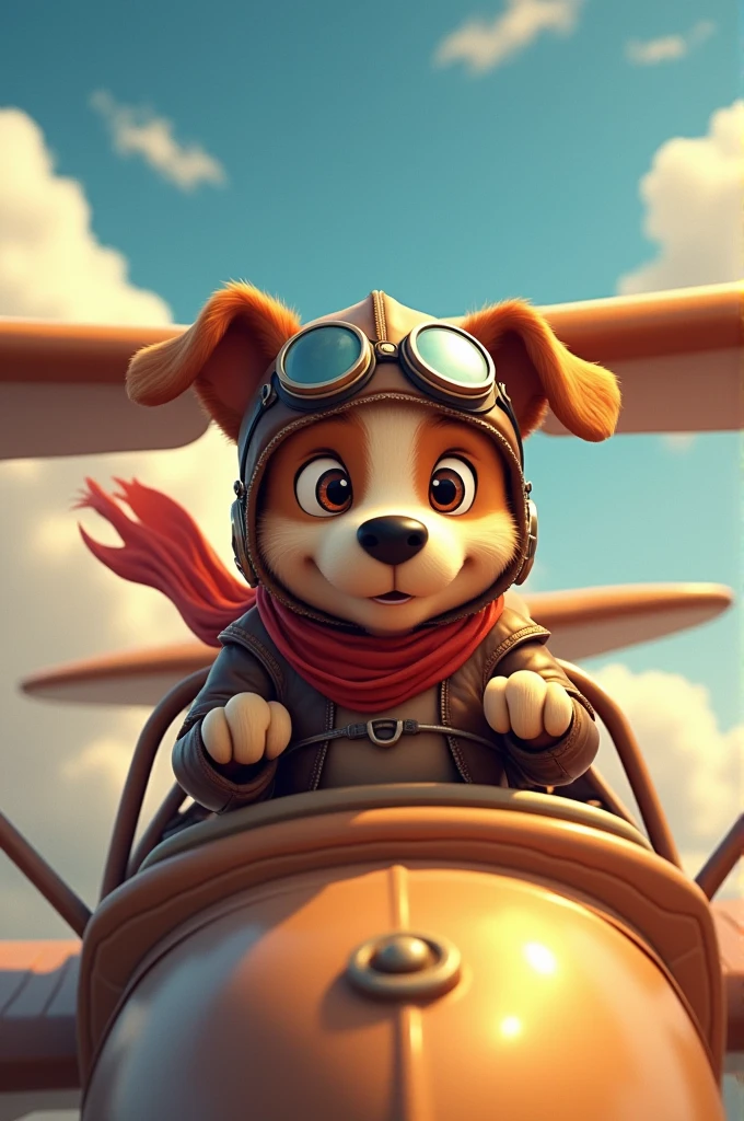 Animated aviator dog with airplane