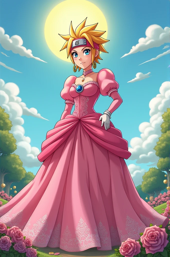 Dessine moi  naruto  dans la  robe de princesse peach 