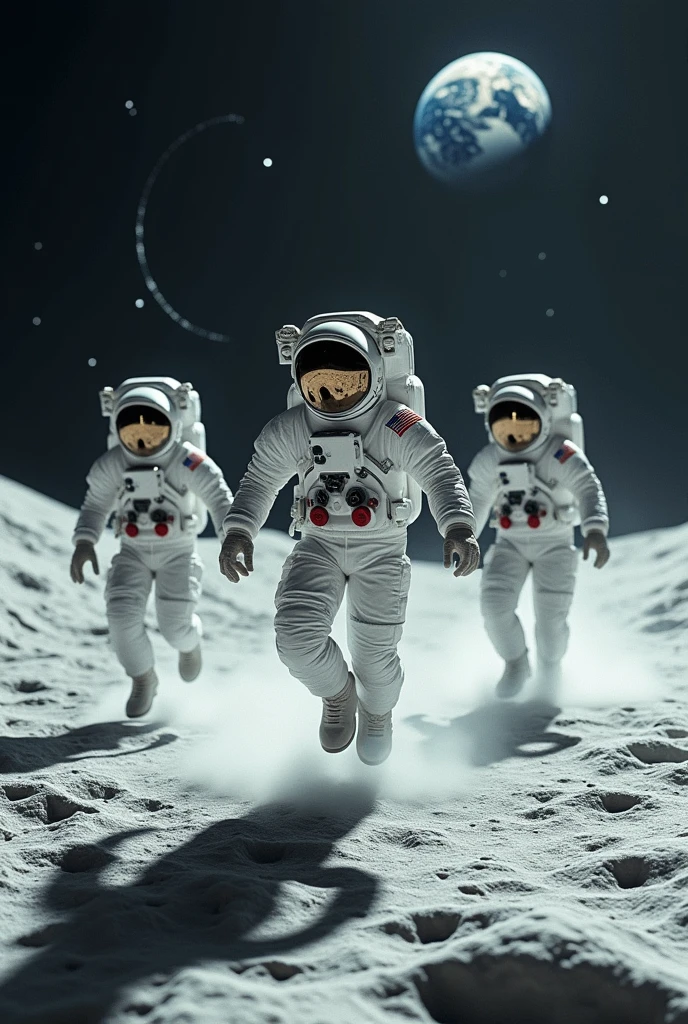 Astronauts skating on the moon