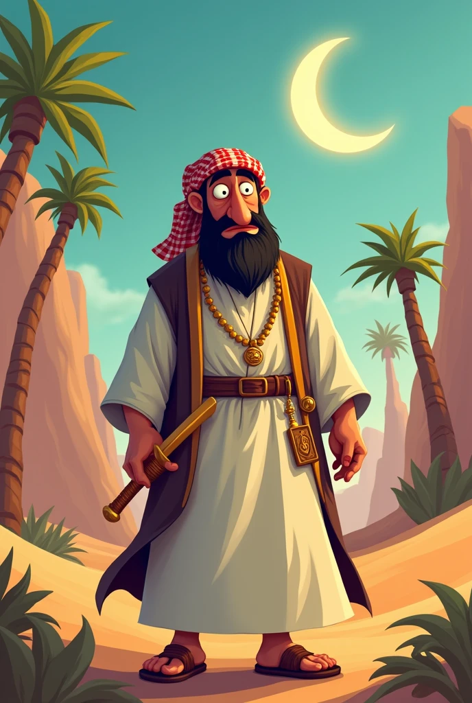 Generate a stereotypical cartoon image how western countries see Arabs