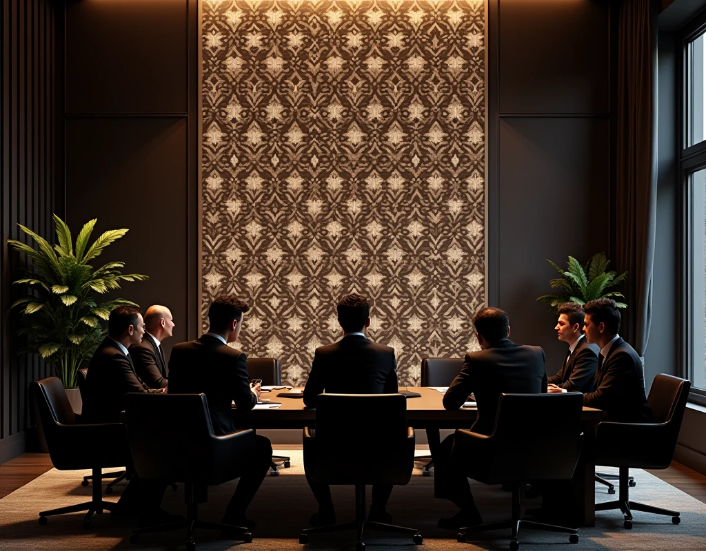 repeated pattern, luxury, business meeting, wall, decor, event, black, dark, accent, business presentation