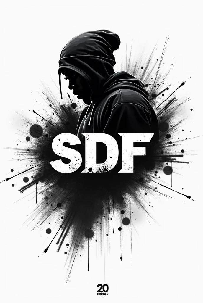 Logo on freestyle competition with the acronym "sdf" and in black and white and with rap details