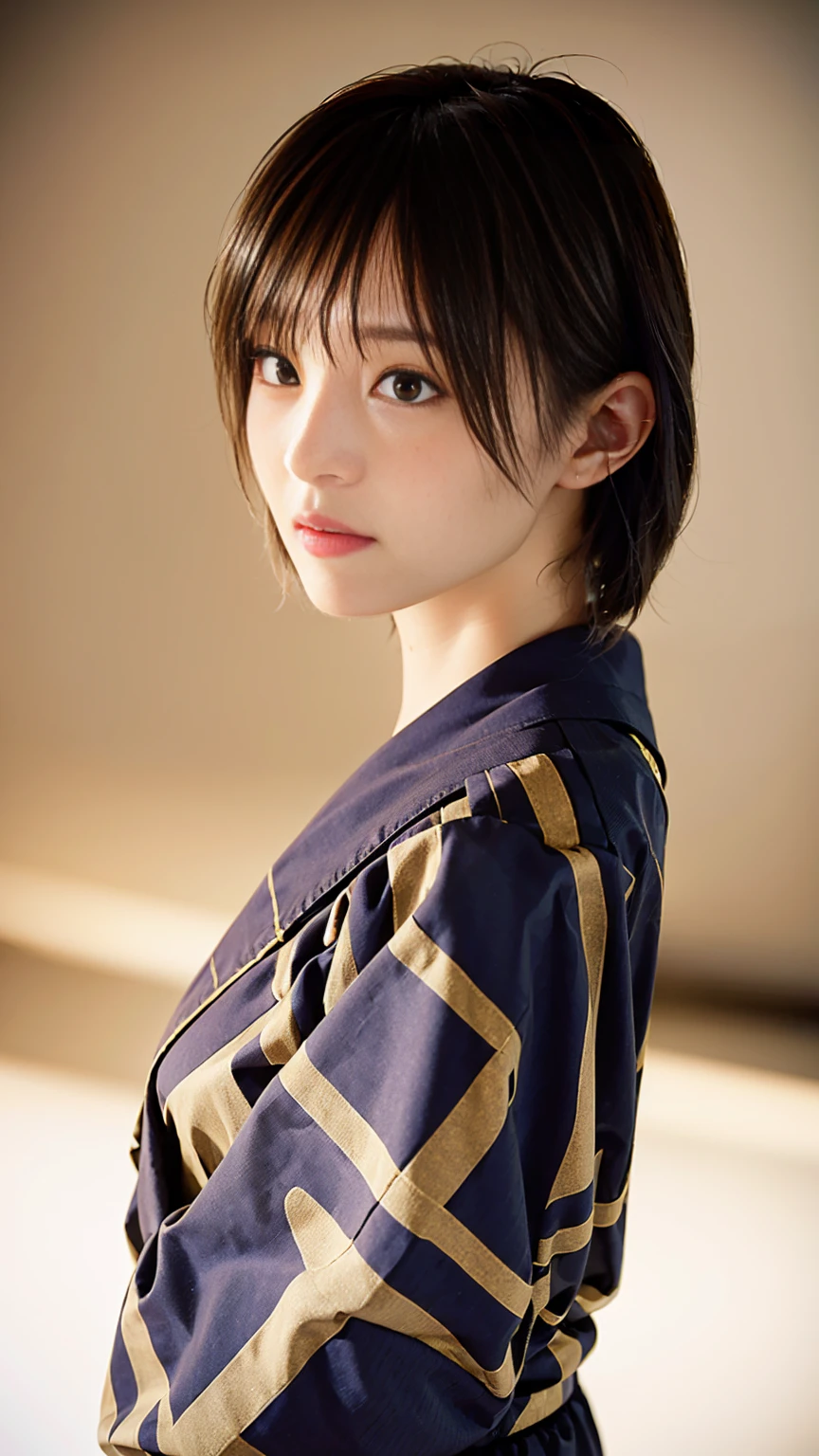 Japan adult female, , Roll-up style, , Photo Studio Background, Portraiture, snap shot, masterpiece, high quality, high quality, 8k, Best image quality, Cinematic,