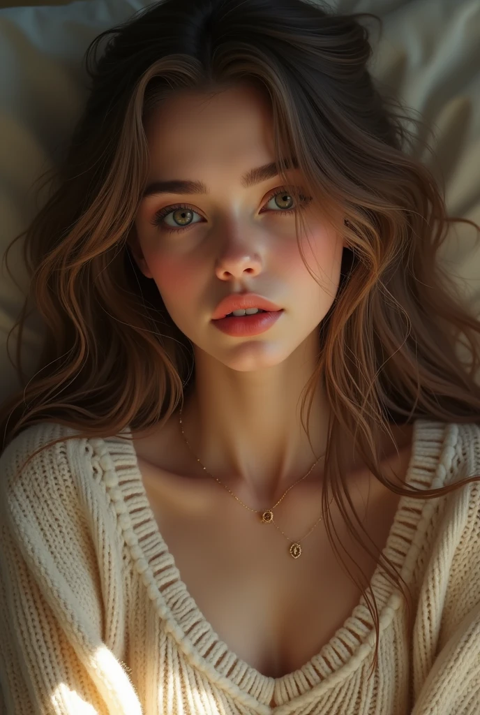 A beautiful girl wearing sweater