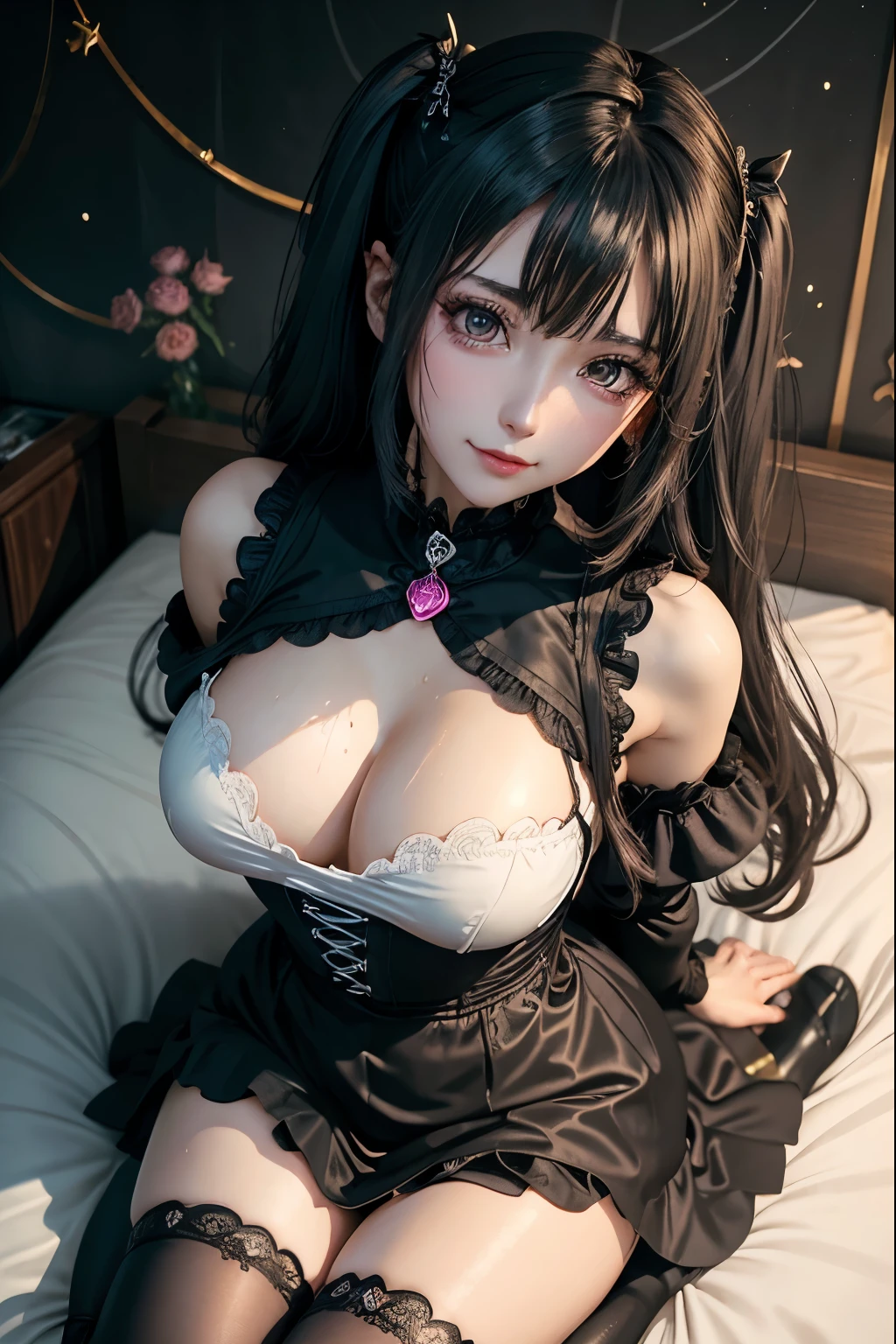 ハードなDark Gothicメイク、Black dark eyeshadow、sad、Good skin radiance、Dark Gothicメイク、Dark smile、palace、The beauty of fragrance、24-years-old、Expressions of intense sexual pleasure、Embarrassed look、Dark Gothic、Highest quality、Expression of sexual pleasure without pain、Drunk face、Purple maid outfit、mysterious、noble、Loving smile、Twin tail hair、Right eye is blue、Left eye is red、Super tempting pose、Platform heel shoes、Heavy makeup、Gothic Clothing、Silver Hair、Long Hair Straight Hair、Cute Gothic Dresses、Beautiful Face、Elegant face、Attractive face、Stained glassの背景、Chest glistening with sweat、The room is dark、goth long dress、Bell Sleeves、Wizard Sleeve、Decadent look、Sexually excited expression、Wet shiny thigh water、Thighs that are wet and shiny with oil、Background of a room full of roses、Sad look、Rose Maiden、The embroidery is pink、The dress has pink embroidery.、Thigh-high socks、Knee-high socks、Gentle expression、Dark black eyeshadow、Stained glassとバラの背景、Thighs are a little thin、Female Duo、Female couple、dark church background、Stained glass、Black metal world、Dark Castle、Dark Room、Slender body、gothic long dress、Victorian dress、Small breasts、The bed is covered with roses、Her thighs are shining with sweat、My body is wet and shiny、There is a lot of glitter on the thighs、I am sweating、My thighs are sticky with sweat.、My thighs are glistening with sweat、My whole body is sweaty and shiny、I sweated a lot.、My thighs are sweaty、My wet thighs are glistening with sweat.、There is a lot of sweat shining all over my body、Slender body、I rest my head on the pillow、Sleeping in bed、Beautiful legs、Outstretched legs、Lying in bed、Lying on your back in bed、On all fours、Knee Up、Kneel、Put your arms behind your back、Kneeling on the bed、Super beautiful straight hair、Straight hair to the ends、Straight Perm Hair、Show off your glamorous thighs、Sit on the bed、Ass on the bed、Sitting with legs wide apart、Thighs are a little glamorous、Playing the cello、Have a cello、Playing the cello gracefully、facial expressions during masturbation、