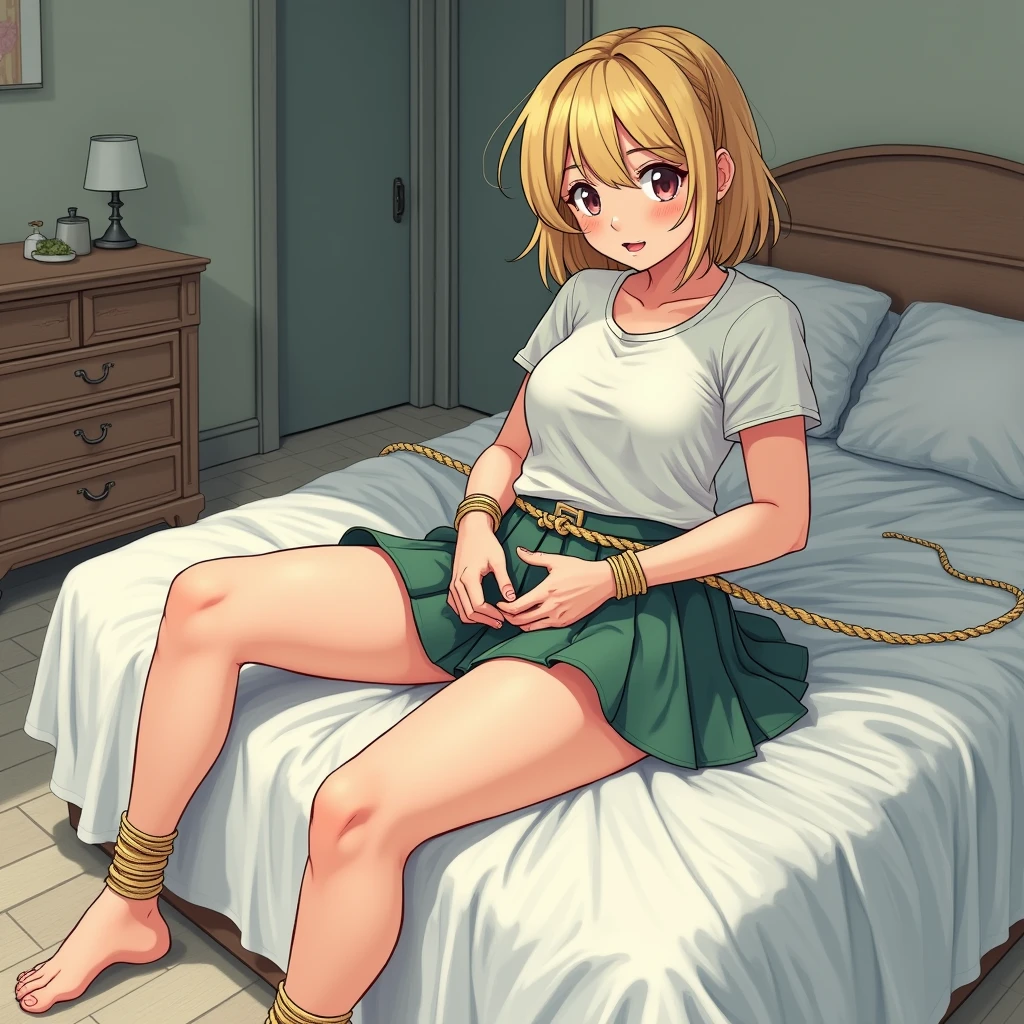 masterpiece, top quality, best quality, highly detailed:1.2), anime, tarot card, colorful, 1girl, solo, photo of a cute and sexy 18-year-old catgirl laying on her bed in a soiled diaper, bedroom, indoor, laying down, diaper, lion patterned diaper, wet diaper, soggy diaper, messed diaper, diaper mess, merde stain, hypermessing, diaper waistband peek, faded wetness indicator, pink lacey bra, golden coller, ruby ring, red lipstick, blonde, blonde cat ears, blonde cat tail, yellow cat eyes, cat claws, bed