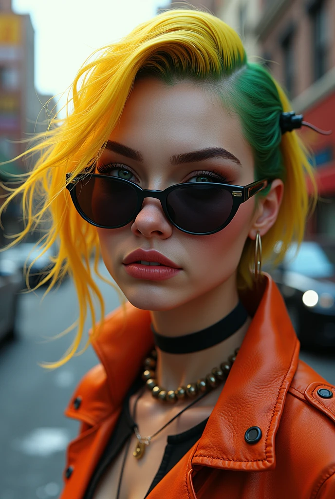 a close up of a person with yellow hair and sunglasses, style of gta v, as a character from gtav, gta5 style, gta v style, gta character, jerma985 as the joker, as the protagonist of gta 5, gta 6 style, ! split hair dye!, gta v character, gta 5 skin tone, gta v street style 