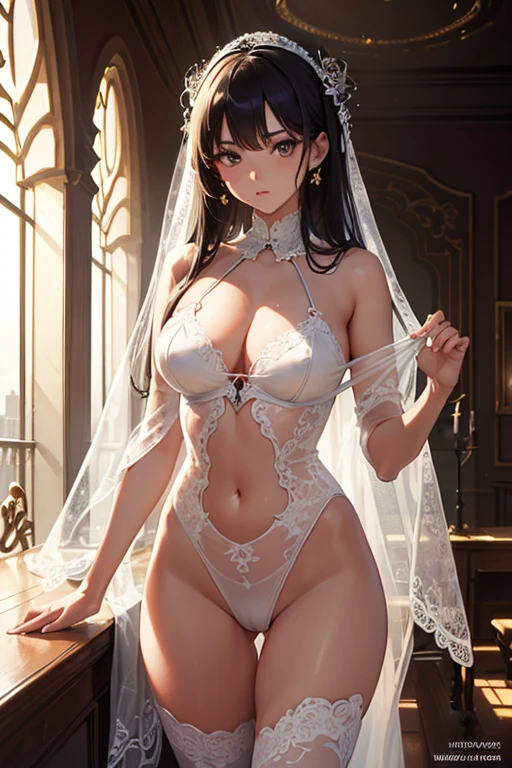 (masterpiece:1.2), Best Quality, (illustration:1.2), (ultra detailed), hyper details, (delicate detailed), (intricate details), (cinematic light, Best Quality Backlights), Delete line, soloist, perfect body, (1 girl), thin 23 year old SOAKED WITH SWEAT Bulgarian girl laying in hammock with low cut see through wet unbuttoned PLASTIC chemise. long thin WIDE open legs ((FULL LEG VIEW)) (make up), high contrast, (better lighting, an extremely created and beautiful), (cinematic light), showy,
