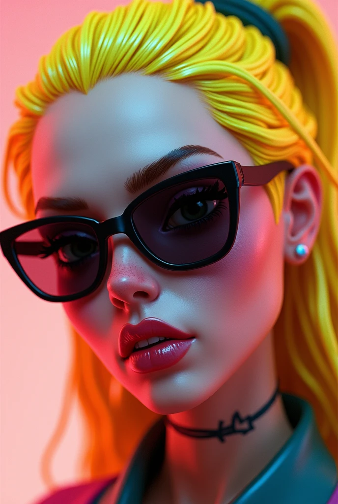a close up of a person with yellow hair and sunglasses, style of gta v, as a character from gtav, gta5 style, gta v style, gta character, jerma985 as the joker, as the protagonist of gta 5, gta 6 style, ! split hair dye!, gta v character, gta 5 skin tone, gta v street style. 3d render
