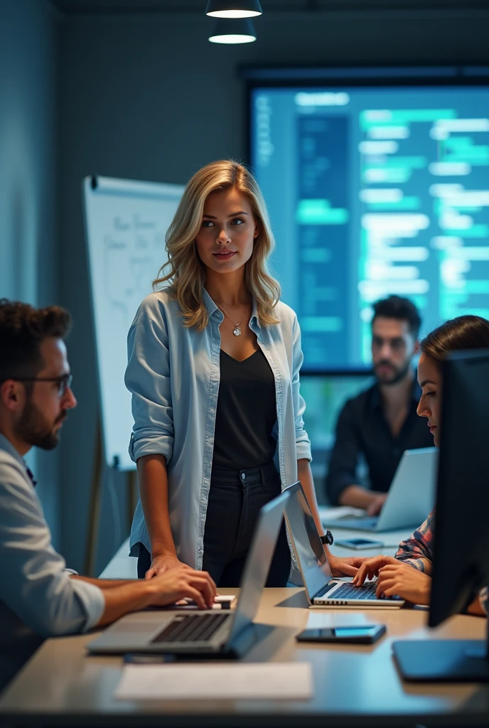 female software developer, with excellent team for development