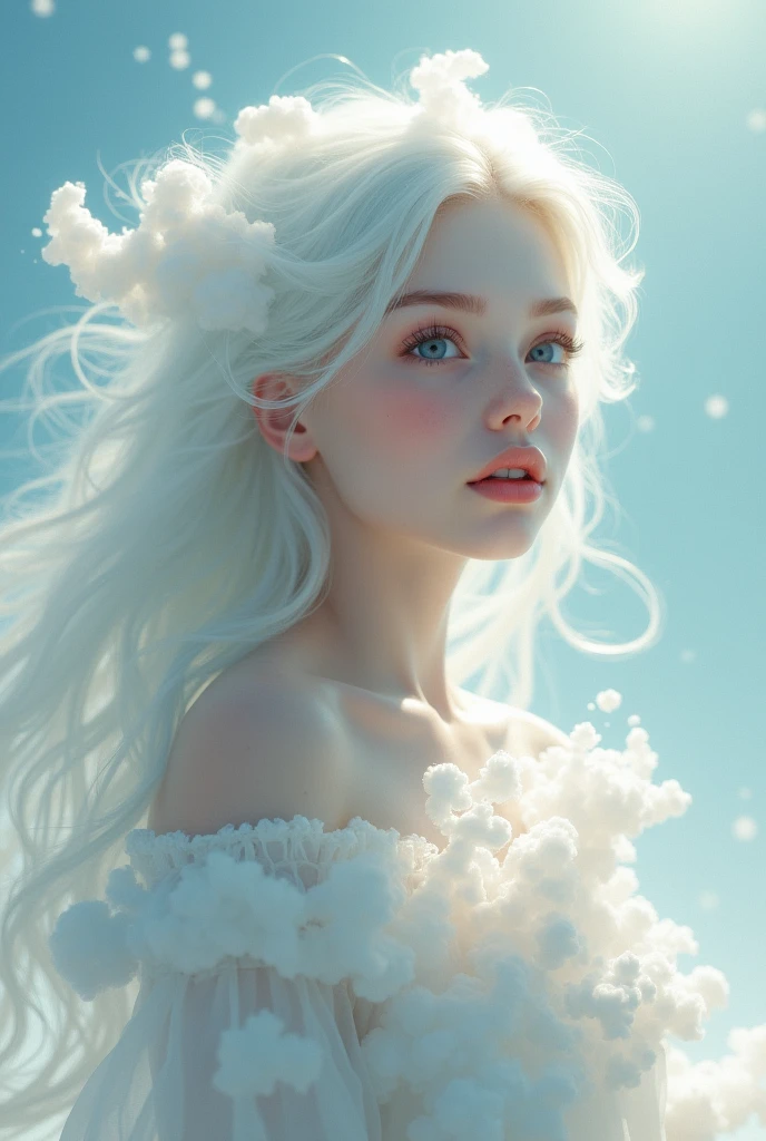 Create an ethereal image of a girl with a dreamy, cloud-like appearance. She should have a soft, misty aura, with wisps of clouds blending into her hair and clothing. Her expression should be thoughtful or introspective, with the overall atmosphere of the image evoking a sense of mystery and serenity."
Feel free to adjust details to better fit your vision!
ChatGPT can make mistakes. Check important info.