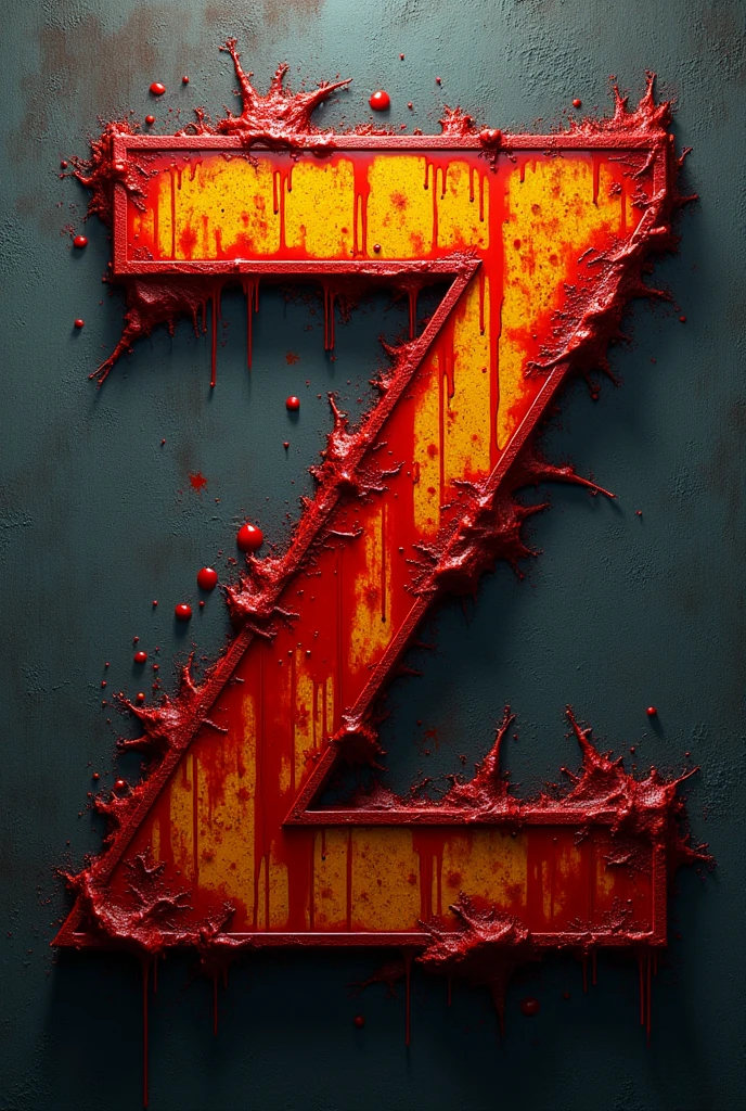 Write "Gen Z", bloody text style and texture colored with red and yellow, texts font beutiful and text has a white stroke, high detailed, extreme detailed, premium font style