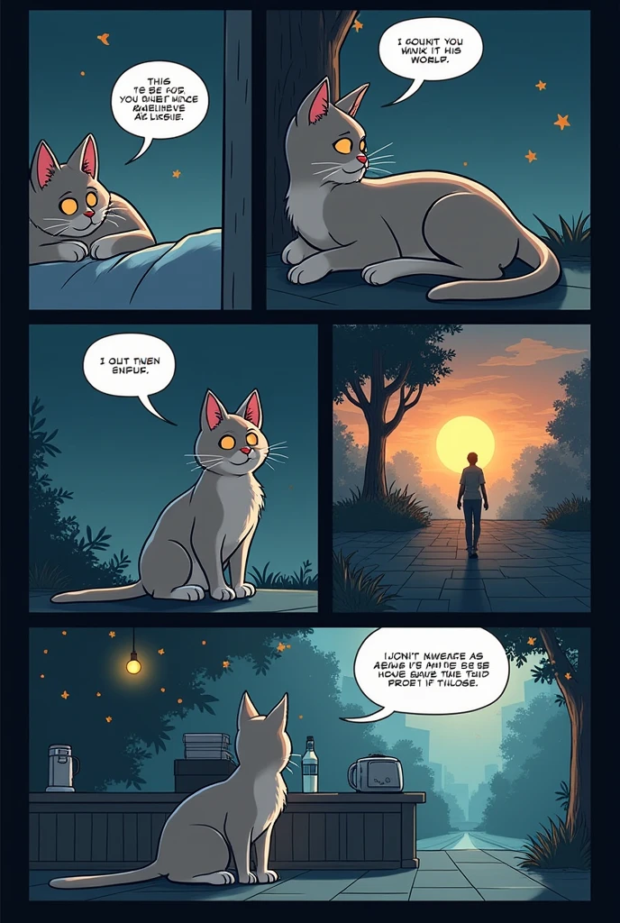 Title: Lessons of Betrayal (Cats Version)
SCENE 1:
Panel 1:
There isgen: the protagonist, officer, an anthropomorphic cat with grey fur, receives a message on his phone. His face shows surprise and sadness. In the message, There is evidence that your partner, Carlos, a black fur cat, he cheated on her.
Text (in a narrative box): "Sometimes, The truth hurts more than we imagine."
Panel 2:
There isgen: officer, with tears in the eyes, confront Carlos, who lowers his ears and tail as a sign of guilt.
Dialogue (officer): "How could you do this to me?? I thought our thing was real."
Panel 3:
There isgen: Carlos is leaving, dejando a officer sola en su habitación, with its tail wrapped around its legs, while the dark night envelops her. officer se sienta en su cama, hugging a pillow, while the stars shine through the window.
Text (in a narrative box): "The pain of betrayal is deep and overwhelming."
SCENE 2:
Panel 4:
There isgen: Time passes. officer está en una cafetería, talking with her friend, Mariana, a cat with white fur. officer luce más tranquila, although there is still a trace of sadness in his eyes.
Dialogue (Mariana): "How do you feel now?, officer?"
Dialogue (officer): "stronger. I've learned that some people aren't meant to stay, but to teach us something important."
Panel 5:
There isgen: officer camina por un parque, with an expression of peace and determination on his feline face. The leaves fall gently around her, representing the passage of time. His ears are erect, symbolizing attention and renewal.
Text (in a narrative box): "Pain is temporary, but the lesson is eternal."
Panel 6:
There isgen: officer mira hacia adelante, with a new sparkle in his eyes. In the background, a dawn is in sight, symbolizing a new beginning. Her tail waves happily behind her..
Text (in a narrative box): "Every wound is a lesson that prepares us for a brighter future.."
Final Scene:
Panel 7:
There is
