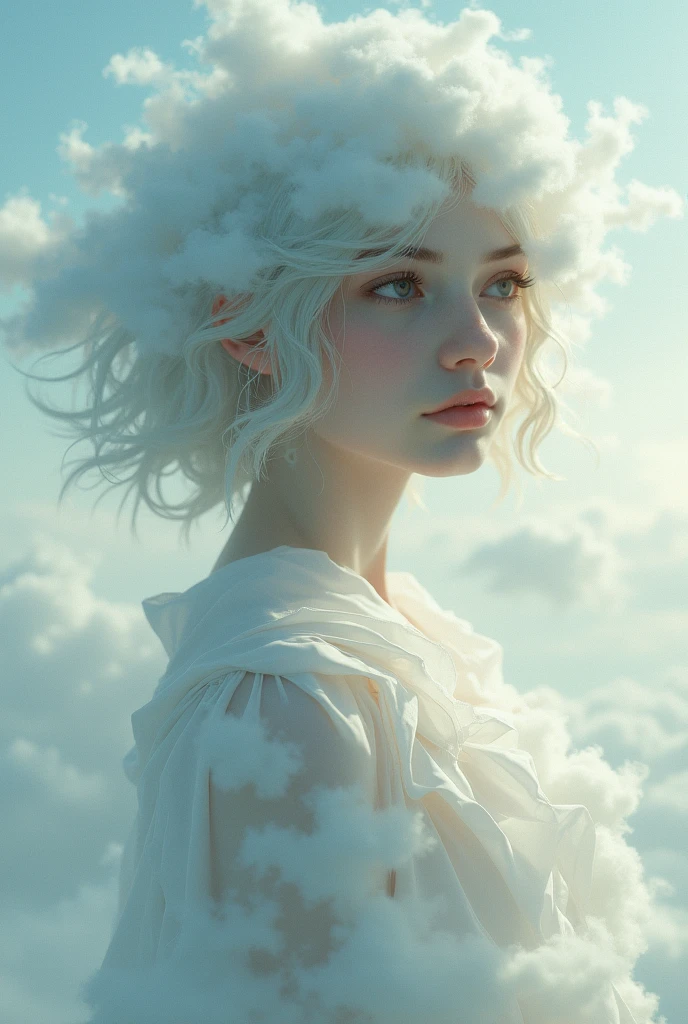 Create an ethereal image of a girl with a dreamy, cloud-like appearance. She should have a soft, misty aura, with wisps of clouds blending into her hair and clothing. Her expression should be thoughtful or introspective, with the overall atmosphere of the image evoking a sense of mystery and serenity."
Feel free to adjust details to better fit your vision!
ChatGPT can make mistakes. Check important info.