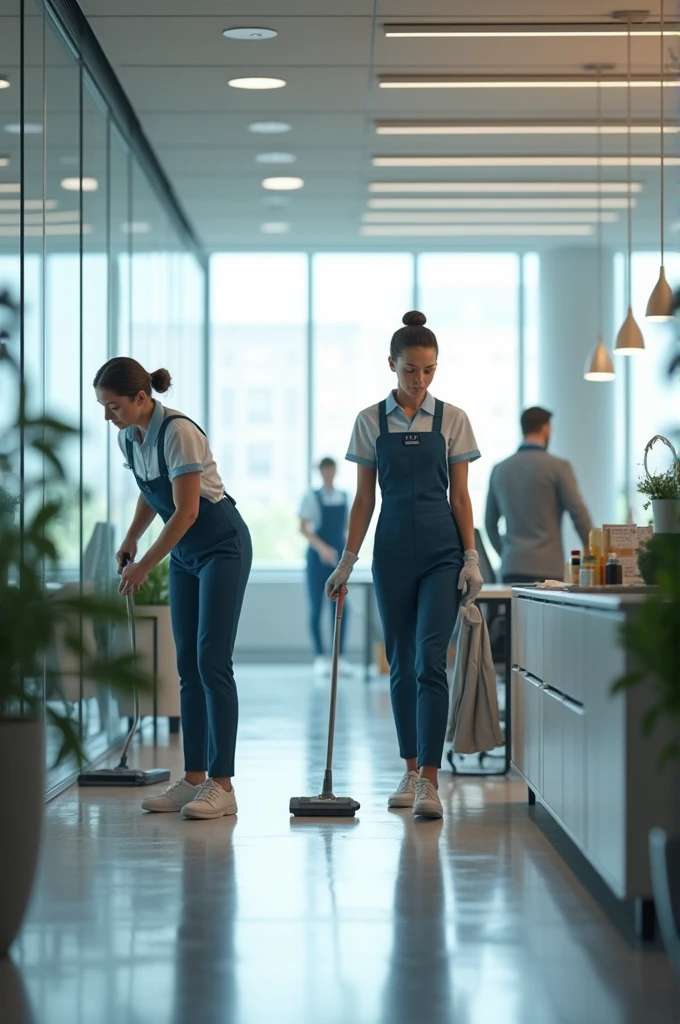 Want img show commercial office and housekeeping staff working their as we are providing manpower want creative