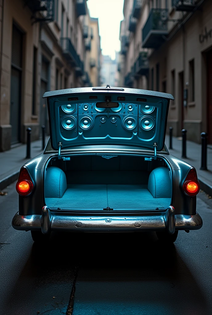 Create a wall of street sound in the trunk of a car 
