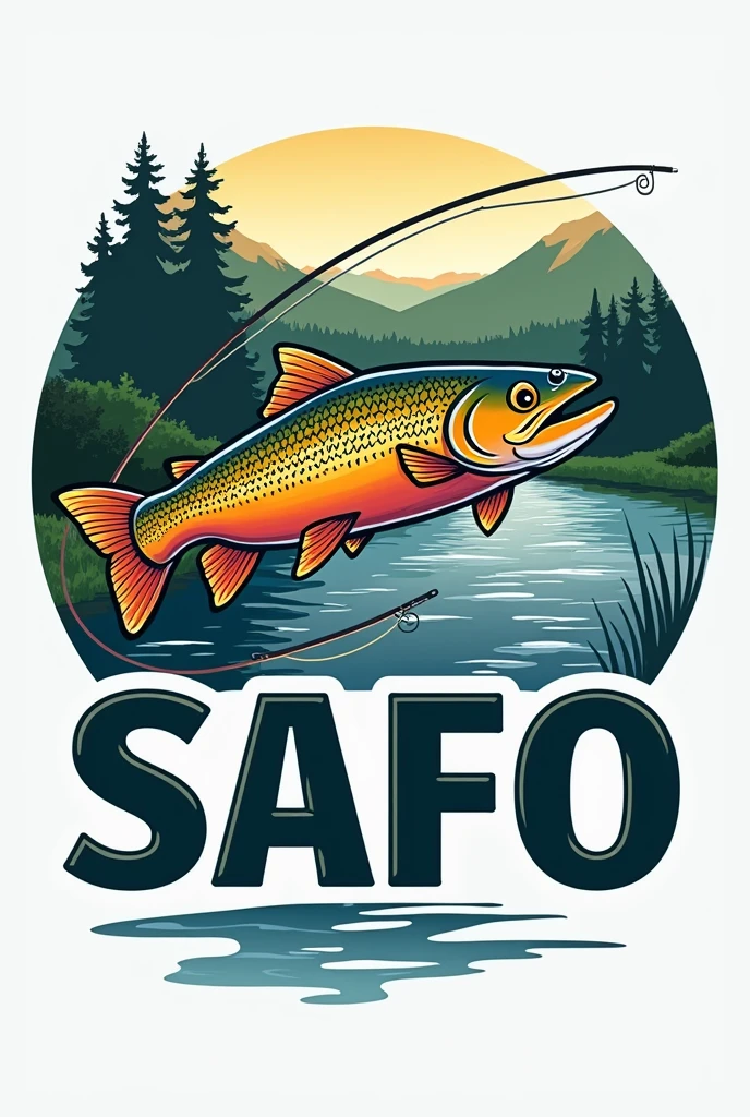 Fishing club logo with the acronym SAFO and a Trout Mascot