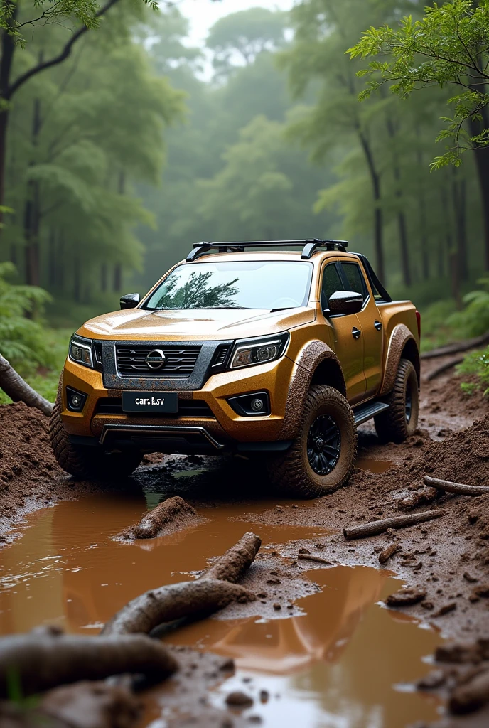 Nissan Frontier 4x4 cars in mud with the name of cars._sv_