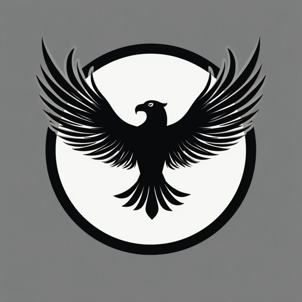 create the Nyvus Tech company logo, using a minimalist eagle with black and white colors