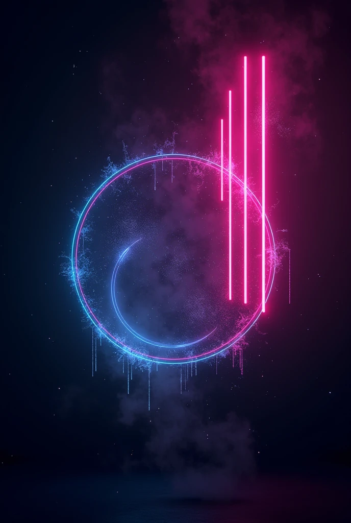 Album cover art, dark background, neon lights, EDM music, minimalist, abstract art, glow