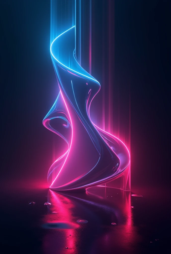 Album cover art, dark background, neon lights, EDM music, minimalist, abstract art, glow