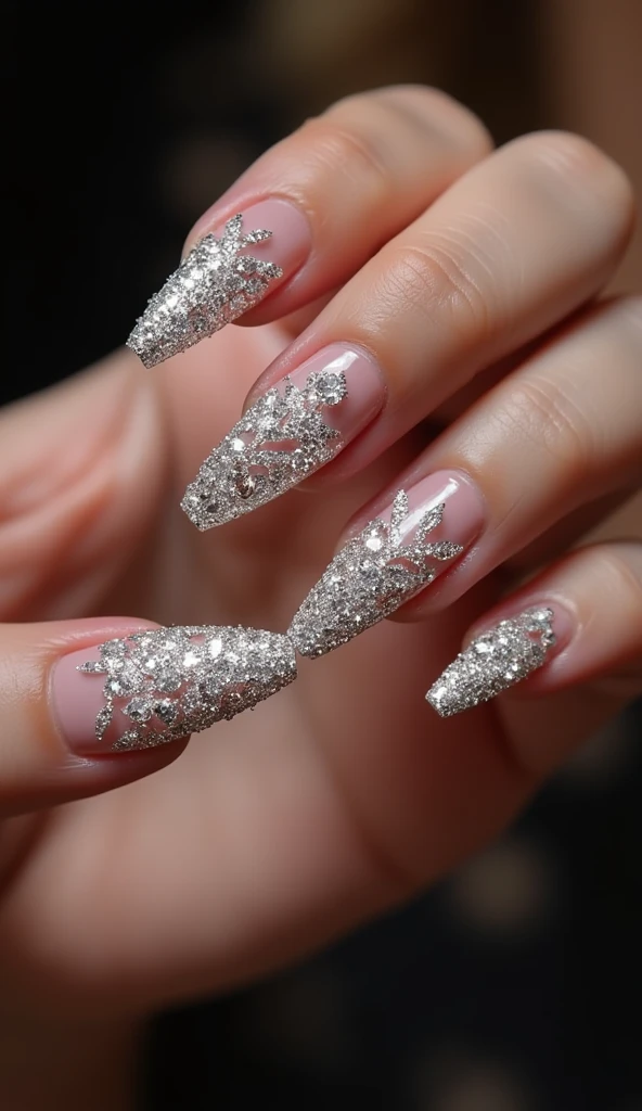 Nails with diamonds inspired by luxury and diamonds