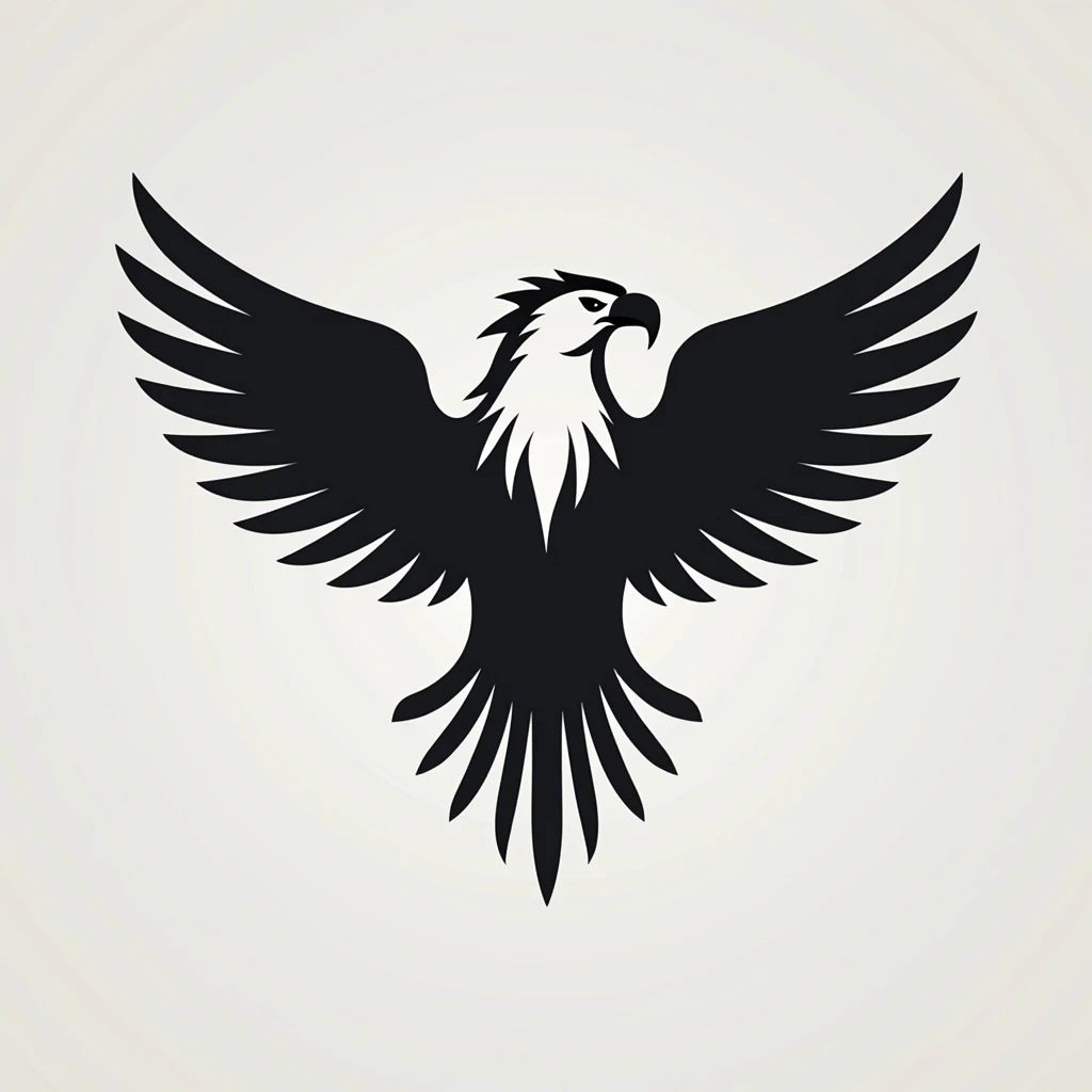 create the minimalist logo for the company Nyvus Tech, using an eagle and the colors black and white