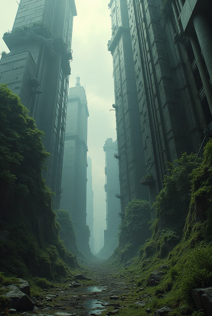 surreal architecture, Surreal abandoned buildings, Abandon de l’avion Future City,it fell into ruin,broken,Armageddon,dilapidated building,Buildings invaded by plants,la nuit,black sky
