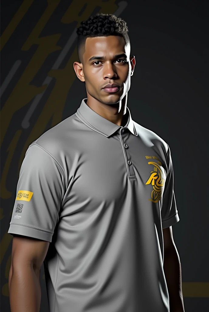 Create a professional basketball logo with the young coach i show you, the team is " Aris" , colours are black and yellow