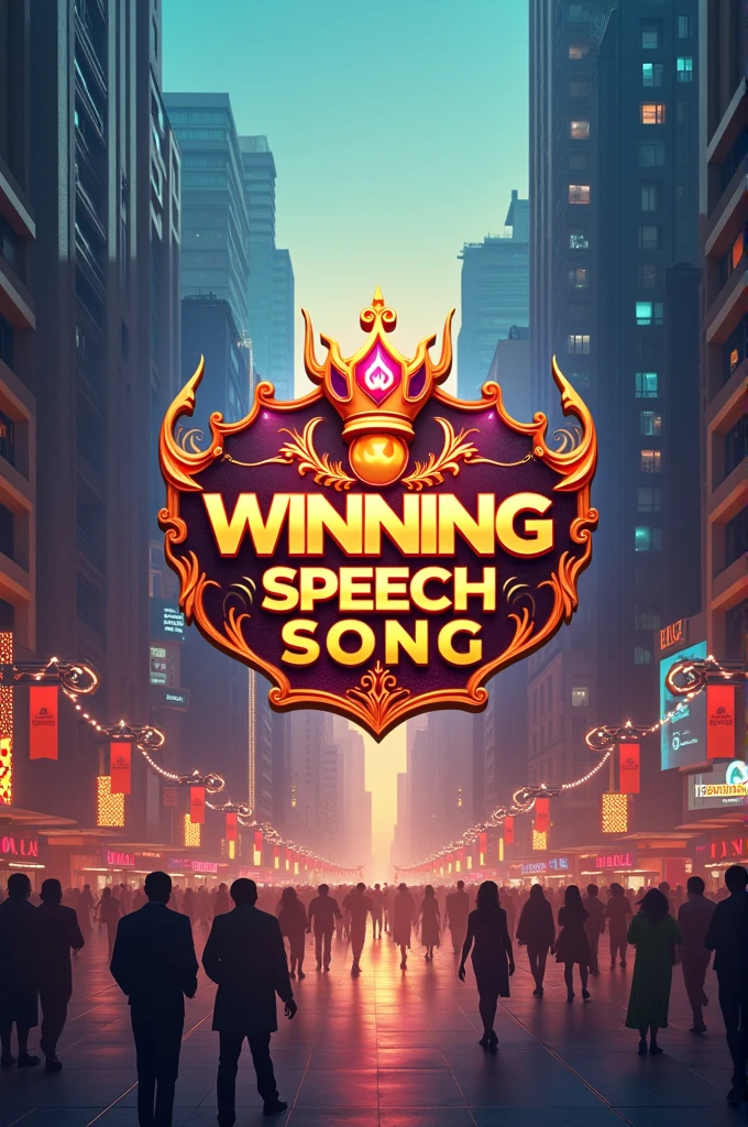 create a image back ground Karachi and winning speech song logo in front and suceecs