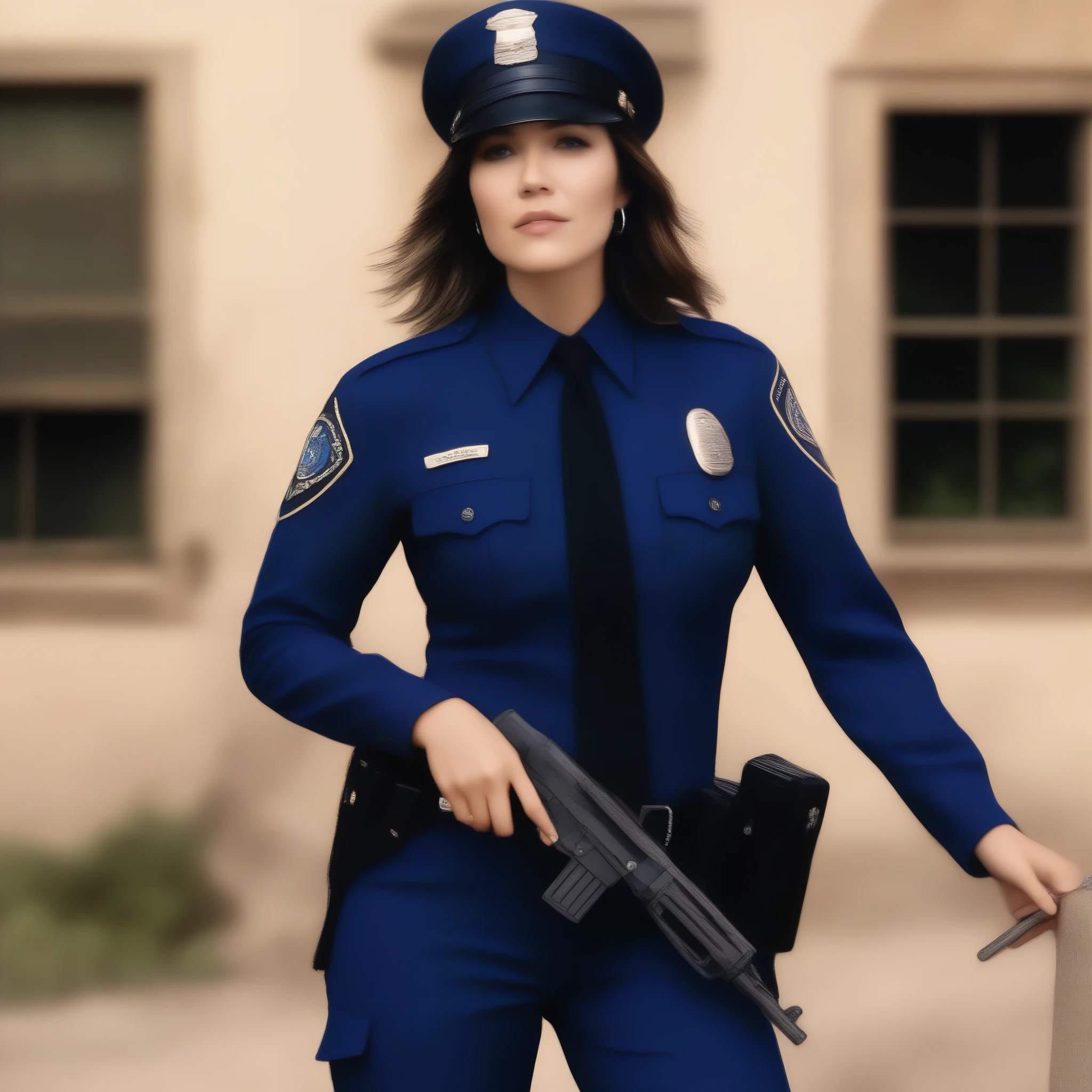 (masterpiece, best quality:1.2), 1girl, solo Mandy Moore as policewoman
