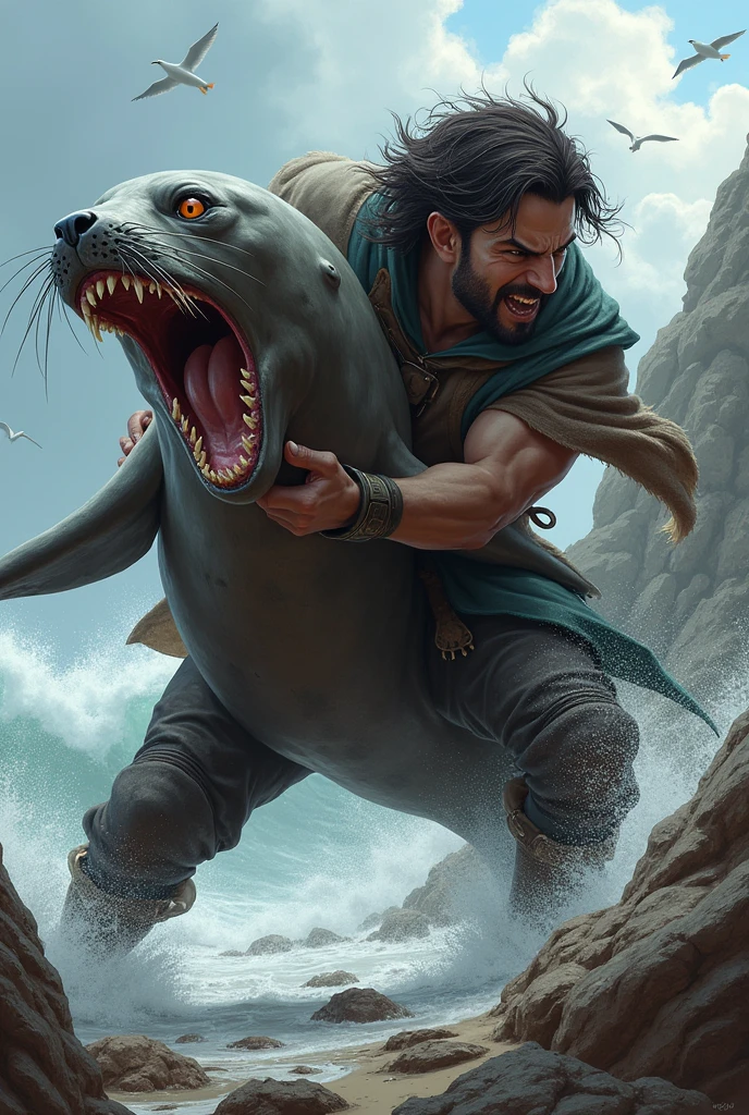 Person attacking with a seal
